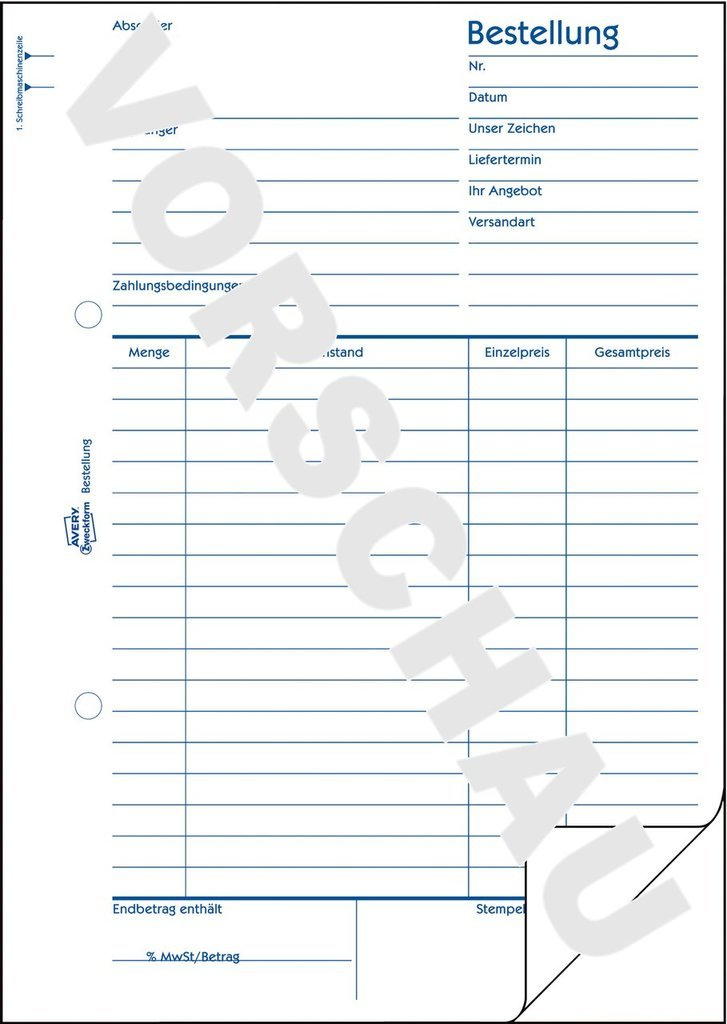 AVERY Zweckform Bestellung Formularbuch 1406