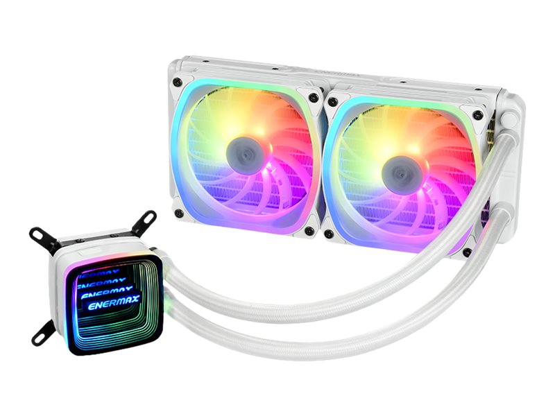 ENERMAX AQUAFUSION ADV ARGB Snow White 240 AIO CPU Wasserkuehlung Intel LGA1700 AM5 Ready,250W+ TDP 2x 240mm PWM SquA RGB-Luefter