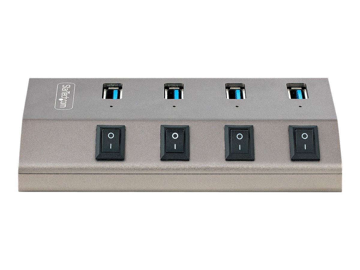 StarTech.com 4-Port Self-Powered USB-C Hub with Individual On/Off Switches, USB 3.0 5Gbps Expansion Hub w/Power Supply, Desktop/Laptop USB-C to USB-A Hub, 4x BC 1.2 (1.5A), USB Type C Hub - USB-C/A Host Cables (5G4AIBS-USB-HUB-EU) - Hub - 4 Anschlüsse