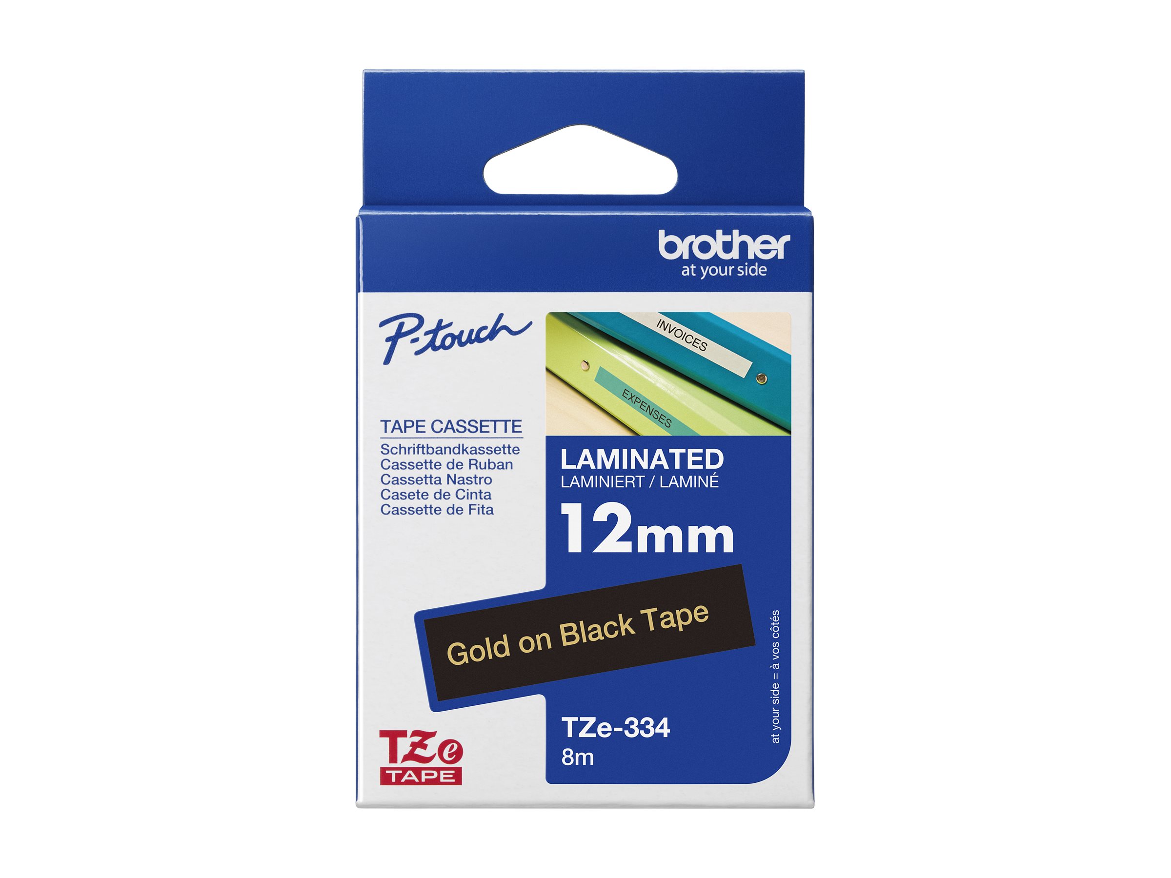 TZE334 BROTHER PTOUCH 12mm SCHWARZ-GOLD