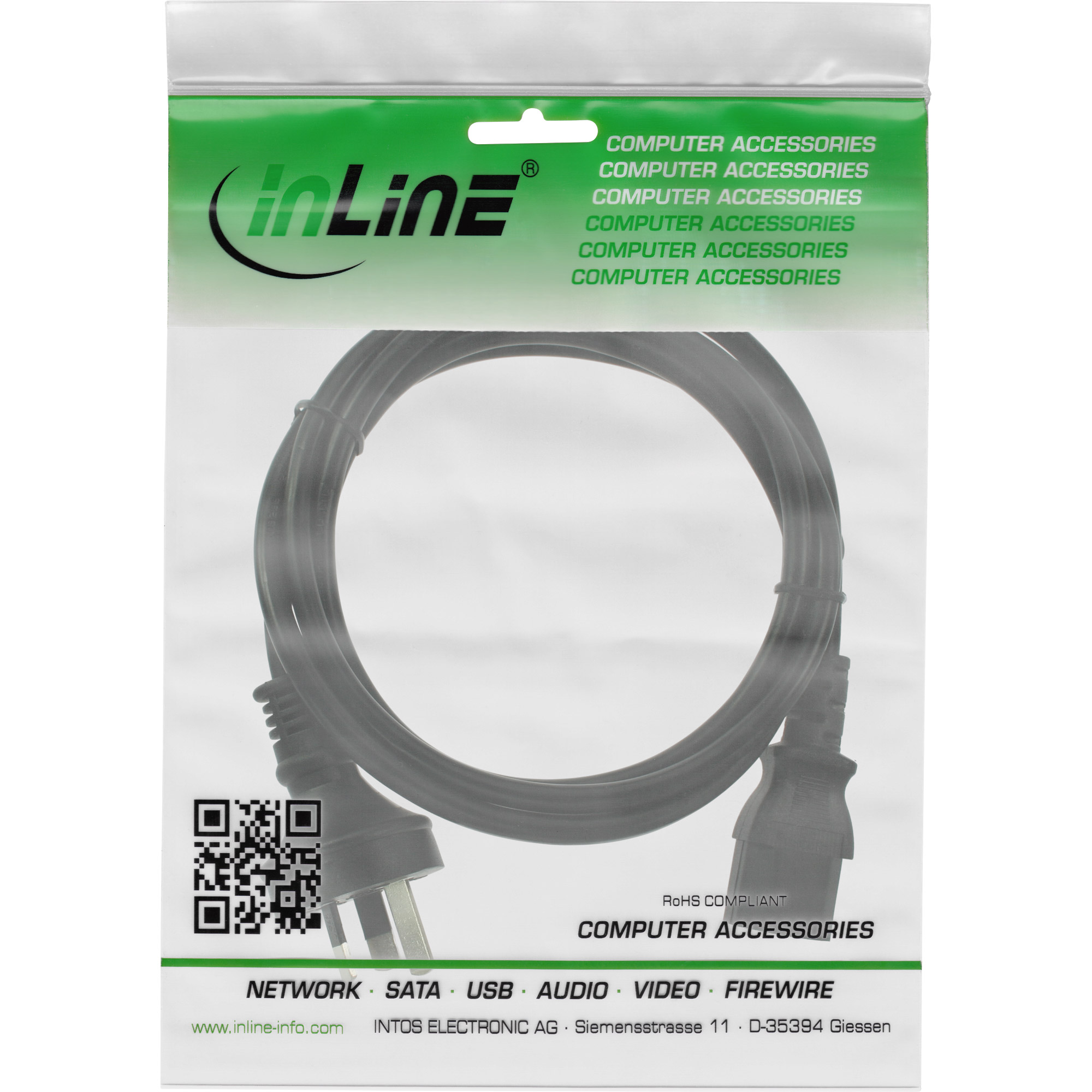INLINE Netzkabel Netzstecker Australien auf Kaltgeraetestecker C13 1,8m schwarz INLINE Netzkabel Netzstecker Australien auf Kaltgeraetestecker C13 1,8m schwarz
