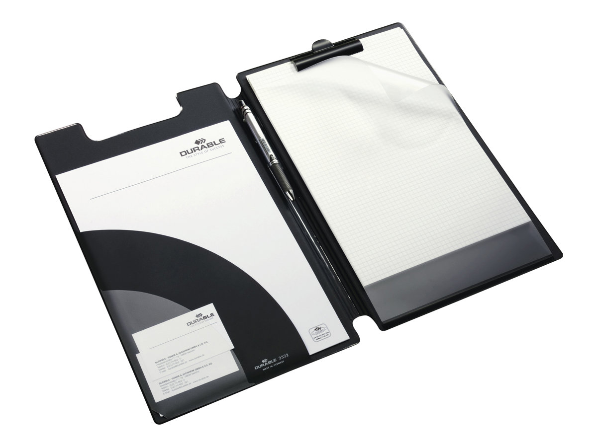 DURABLE Klemmbrettmappe Spezial-Blockmappe DIN A4+ 233201 DIN A4 schwarz Karton