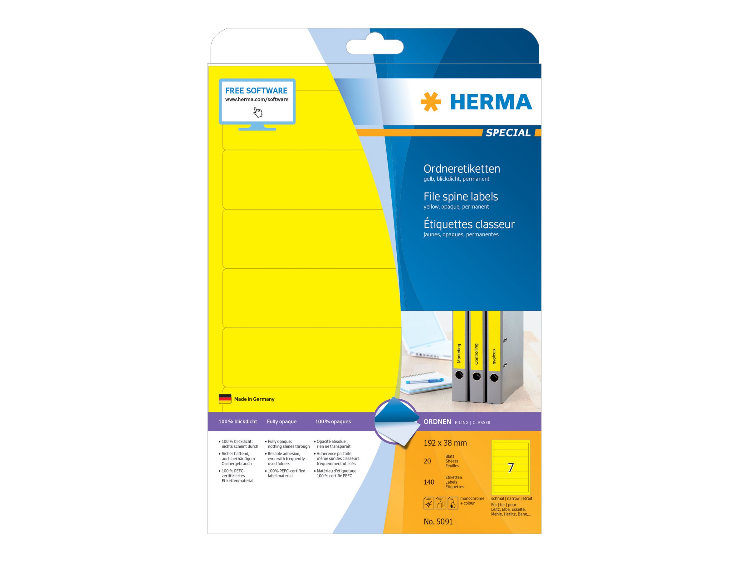140 HERMA Ordneretiketten 5091 gelb 140 HERMA Ordneretiketten 5091 gelb