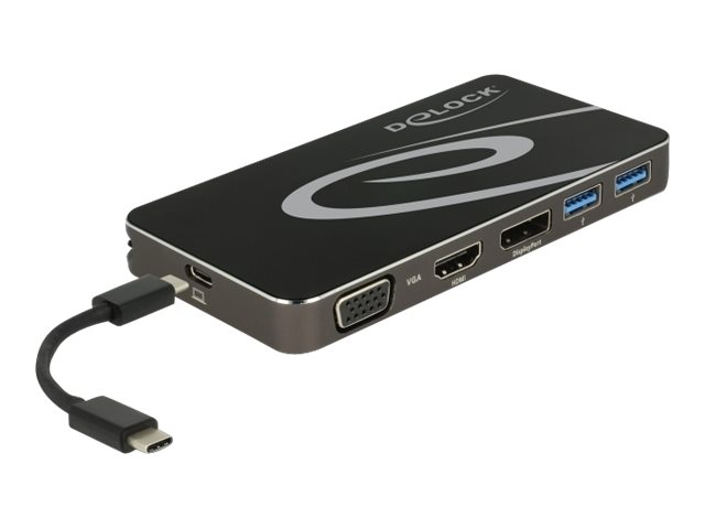 DELOCK USB Type-C 3.2 Dockingstation 4K HDMI + DP / 1080p VGA USB Hub und PD 3.0