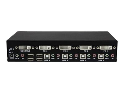STARTECH.COM 4 Port Dual Link DVI USB KVM Switch mit Audio - Hochauflösender DVI KVM Desktop Umschalter