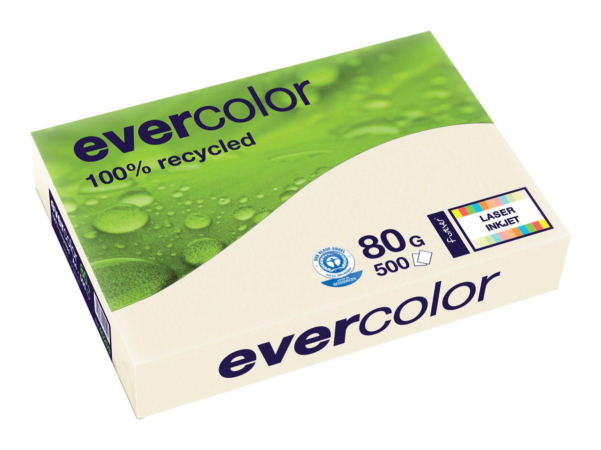 Clairefontaine Recyclingpapier Evercolor chamois DIN A4 80 gqm 500 Blatt