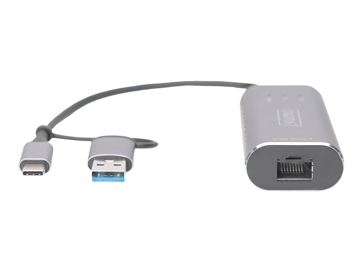 Digitus USB-C™ Gigabit Ethernet Adapter 2.5G, USB-C™ + USB A