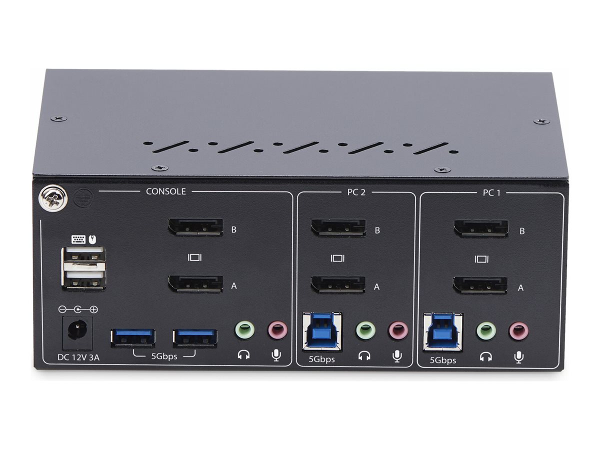STARTECH.COM 2-Port KVM Switch Dual Monitor DisplayPort 4K 60Hz 2x USB 3.0 2x USB 2.0 Hotkey/Drucktasten KVM Umschalter 2 PC 2monito