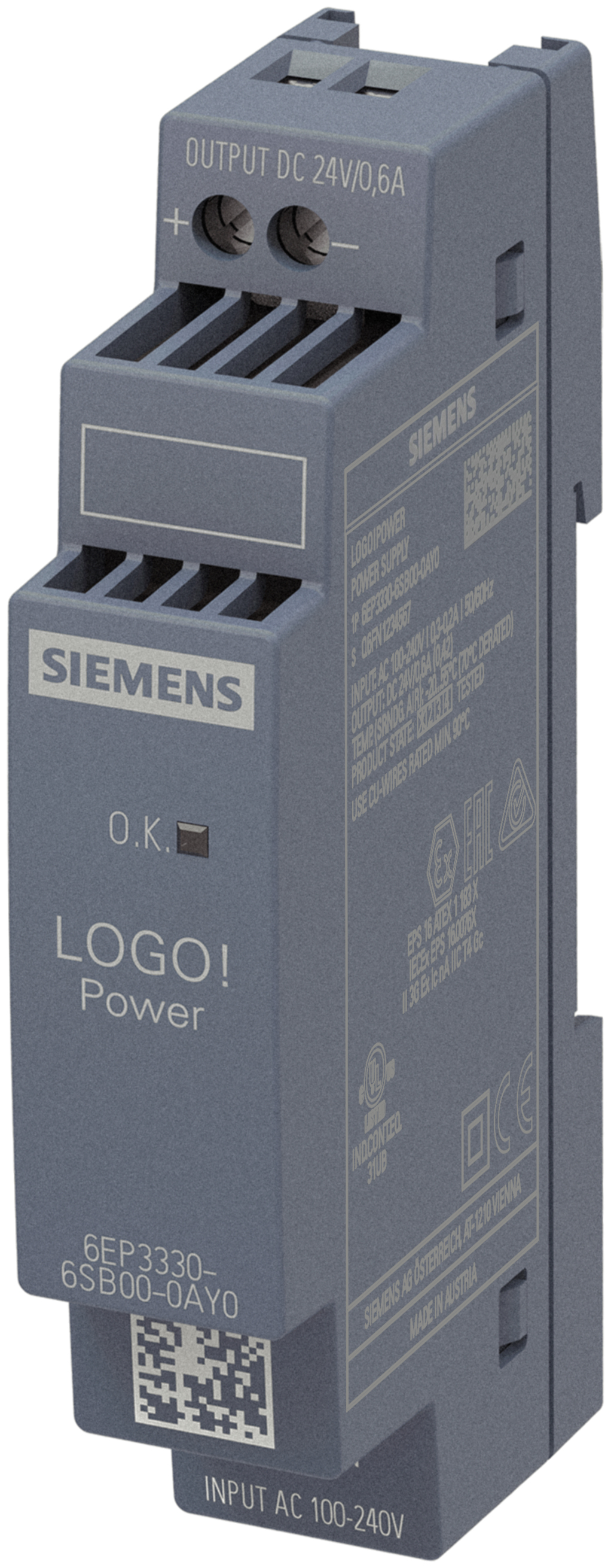 Siemens Stromversorgung LOGO!Power 1phasig DC 24 V/0,6 A Siemens Stromversorgung LOGO!Power 1phasig DC 24 V/0,6 A