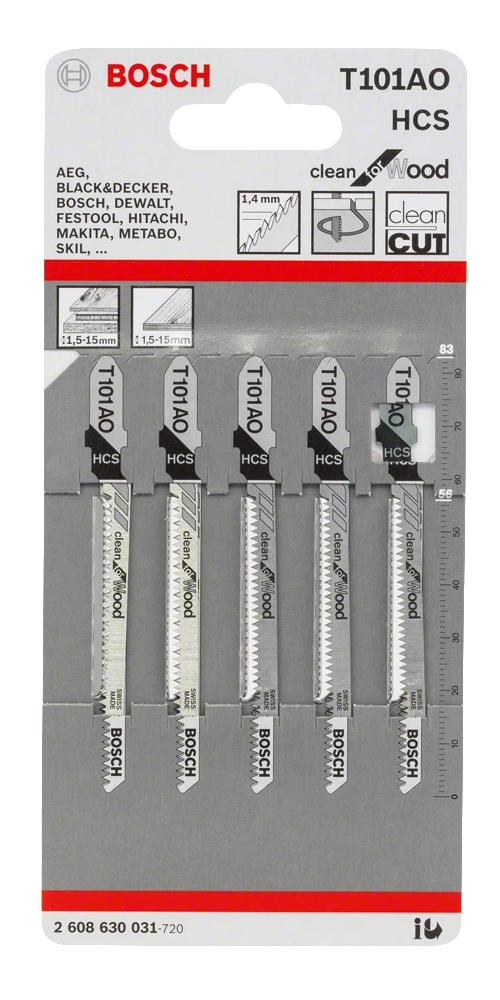 Bosch Clean for Wood T 101 AO Stichsägeblatt für Sperrholz, Weichholz