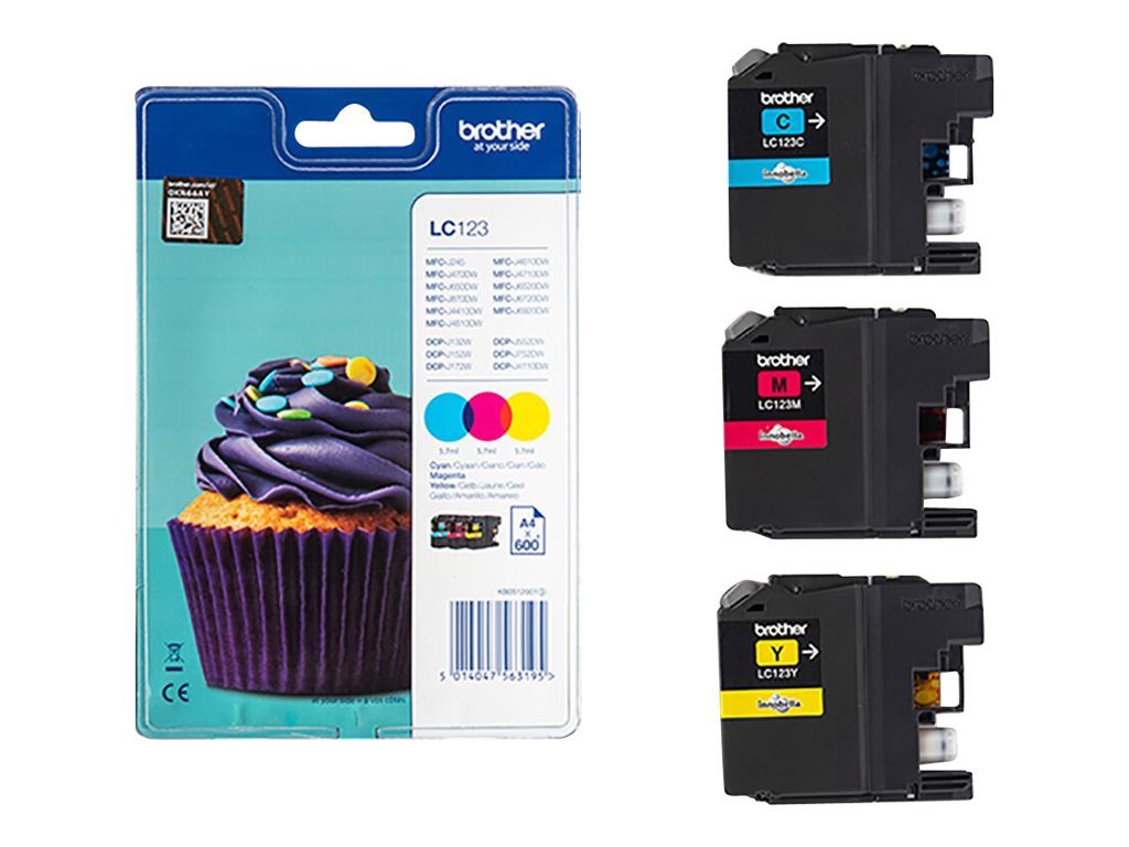 BROTHER LC-123 Tinte cyan, magenta und gelb Standardkapazität 1-pack blister ohne Alarm