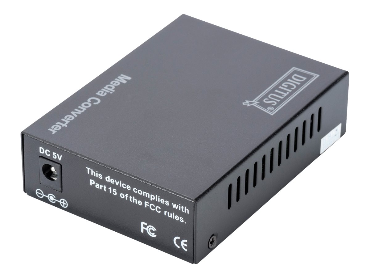 DIGITUS Fast Ethernet Medienkonverter SC 10/100Base-TX zu 100Base-FX wandelt drahtbasierte in Glasfasersignale bis 2Km multimode