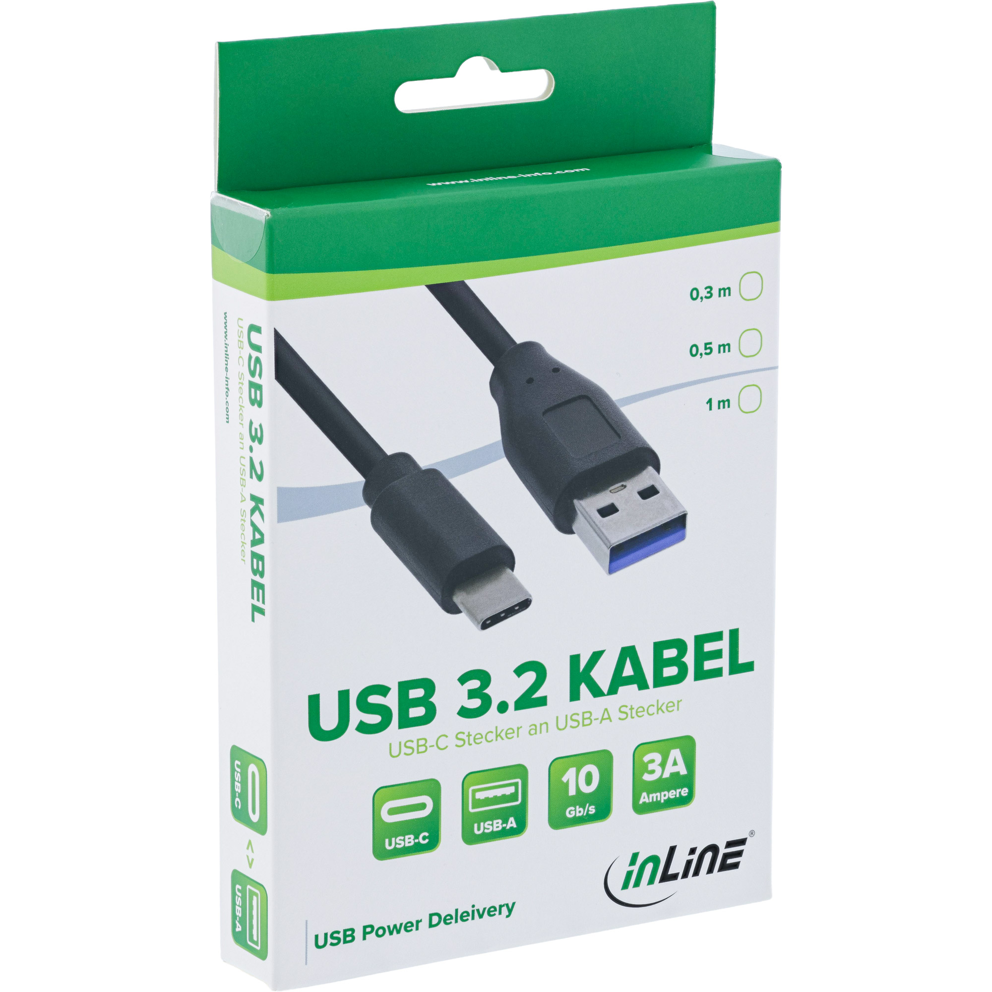 INLINE USB 3.1 Kabel Typ C Stecker an A Stecker schwarz 0.5m
