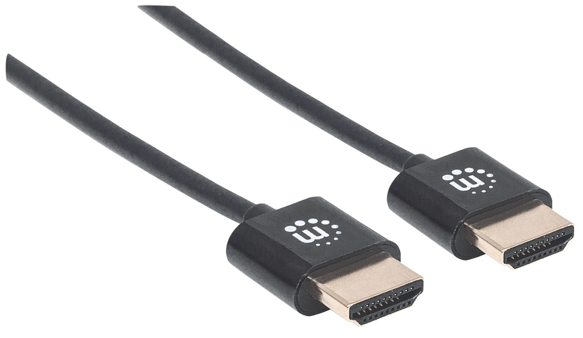 MANHATTAN High Speed HDMI Kabel 0,5m ultra duenn mit EthernetKanal 4K UHD Aufloesung mit 60Hz 3DVideo