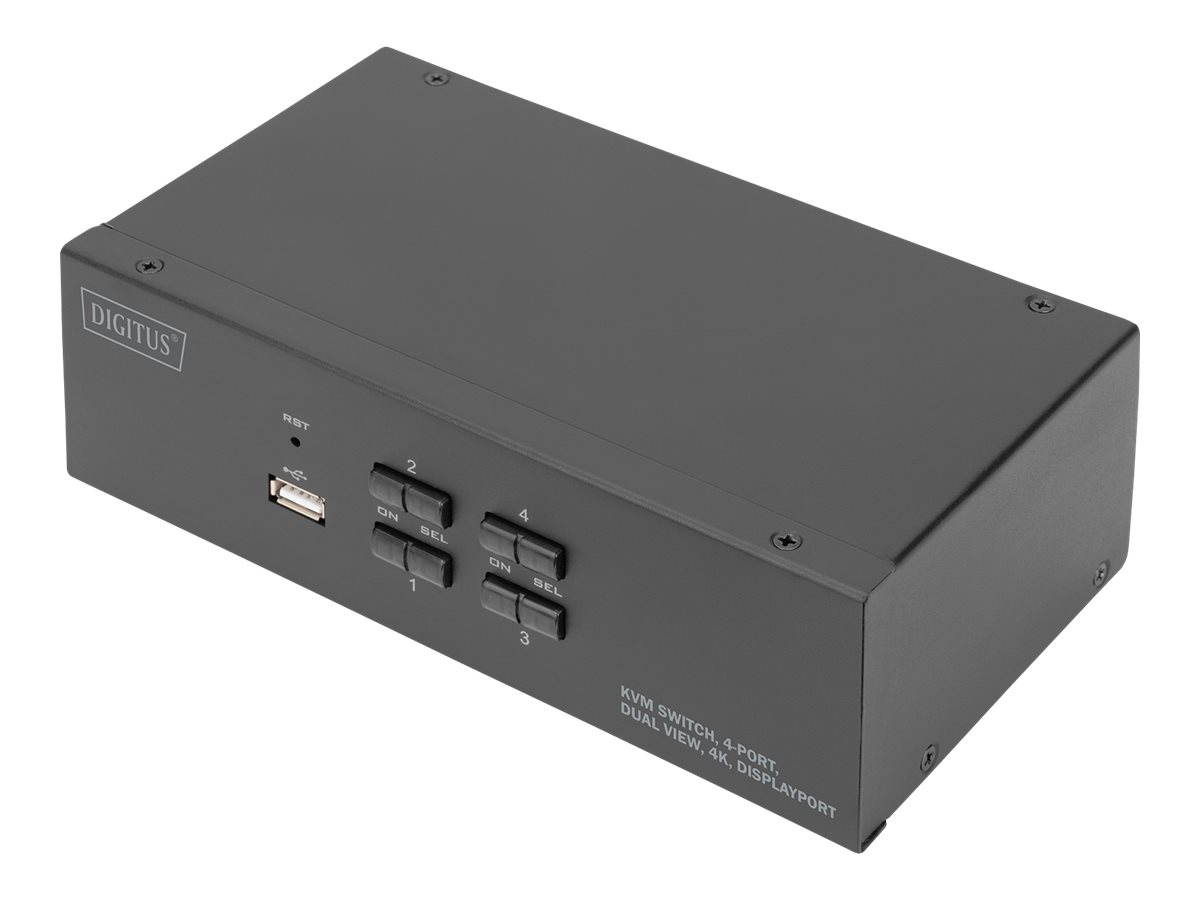 DIGITUS KVM Switch, 4 Port, Dual Display, 4K, DisplayPort
