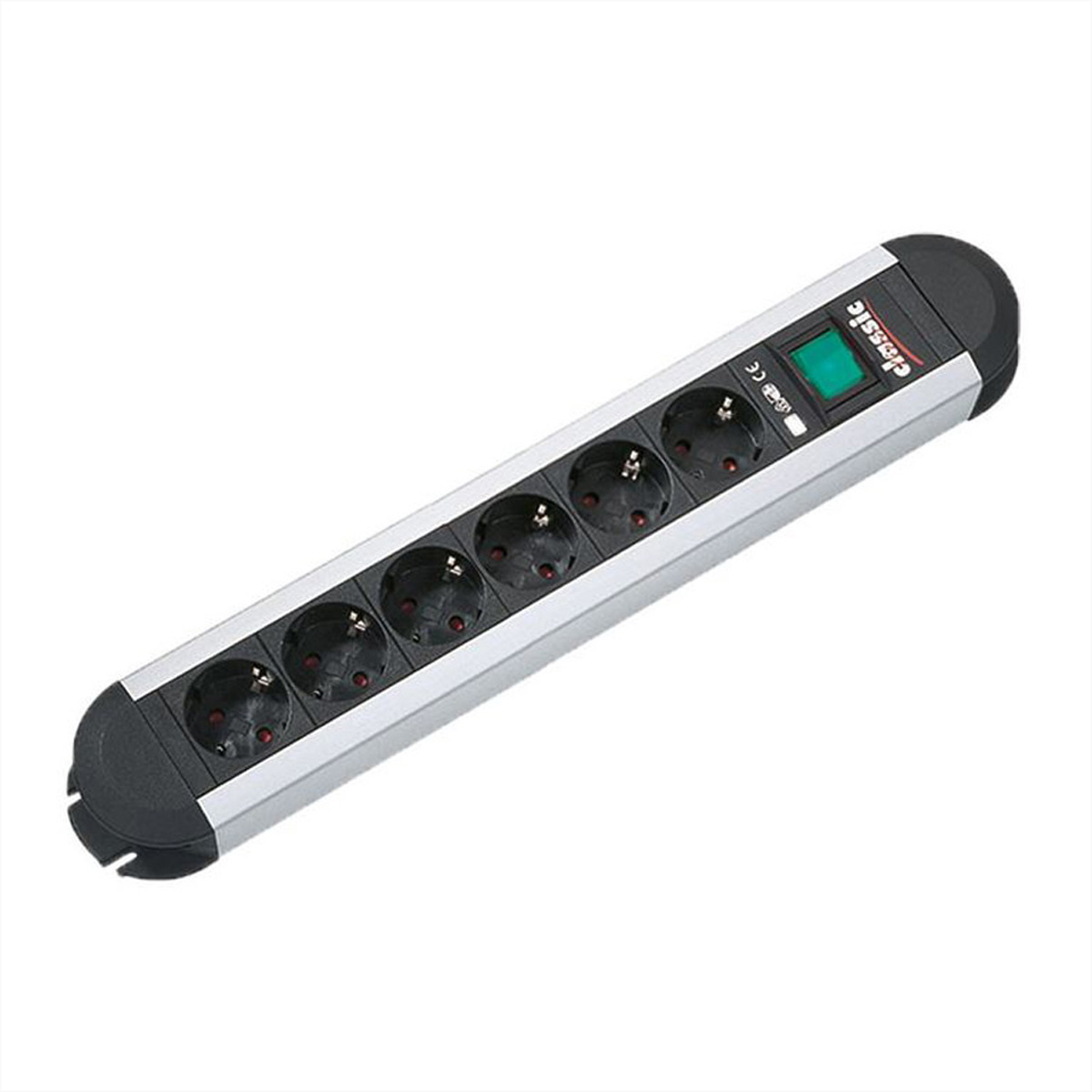 Bachmann Steckdosenleiste PRIMO ALU, 6-fach, schwarz, 2,0m, mit Schalter