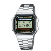Casio A168WA Unisex-Uhr Digital mit Edelstahlarmband, silber