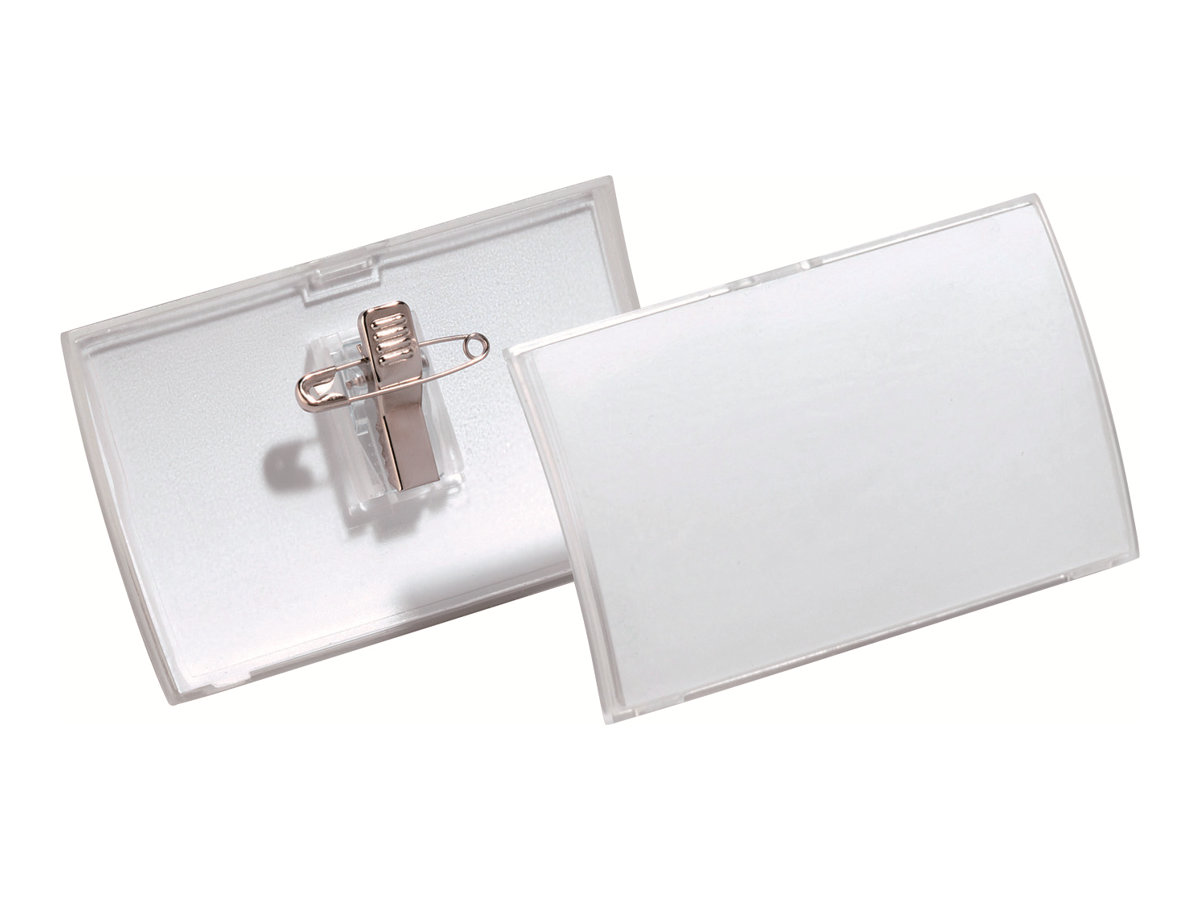 25 DURABLE Click Fold Namensschilder mit Kombiklemme 7,5 x 4,0 cm