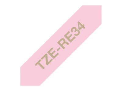 Brother Textil-Schriftband P-Touch TZe-RE34 - 12 mm x 4 m - Gold auf Rosa