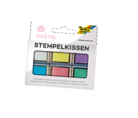 folia Stempelkissen pastell weiss, hellgelb, flieder, hellblau, rosa, hellguen 6x 2,4 x 2,4 cm, 1 Pack