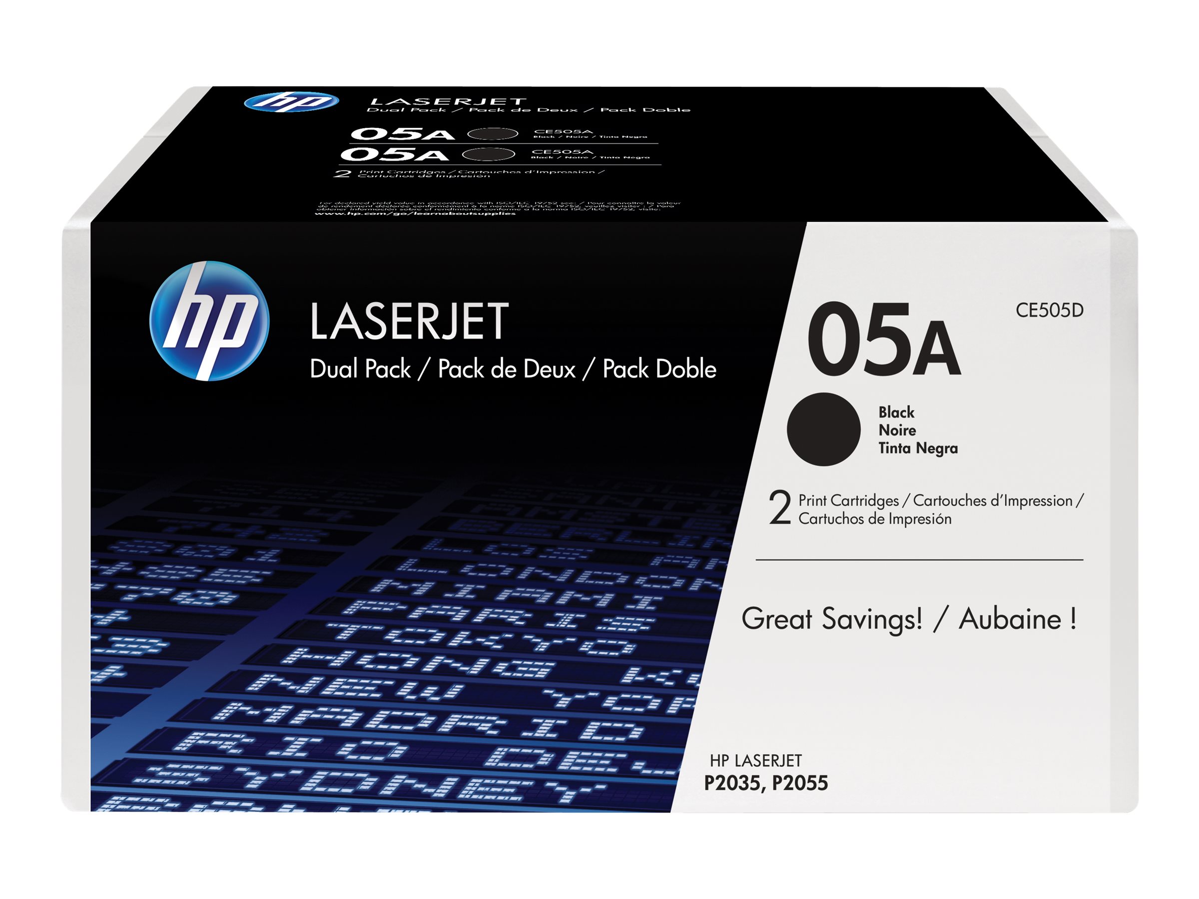 HP 05A LaserJet Toner schwarz Standardkapazitaet 2 x 2.300 Seiten 2er-Pack