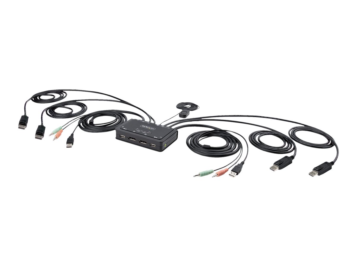 STARTECH.COM 2-Port Dual Monitor KVM Switch DisplayPort 4K 60Hz KVM mit 1,5m Integrierten Kabeln USB-A/DisplayPort/Audio DP KVM Swit STARTECH.COM 2-Port Dual Monitor KVM Switch DisplayPort 4K 60Hz KVM mit 1,5m Integrierten Kabeln USB-A/DisplayPort/Audio DP KVM Swit