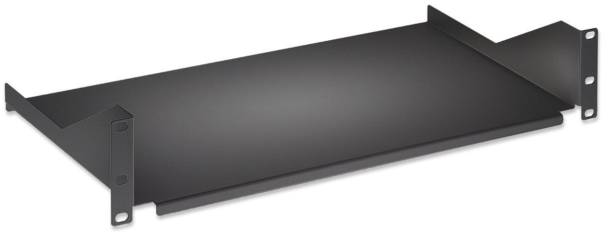 INTELLINET 48,3 cm 19Zoll Fachboden zur Frontmontage 2 HE Fachbodentiefe 400 mm schwarz Fuer Wand und Standverteiler ab 520mm Tiefe