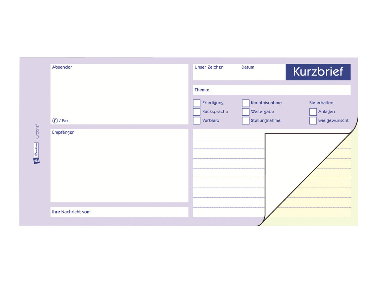 AVERY Zweckform Kurzbrief Formularbuch 1741 AVERY Zweckform Kurzbrief Formularbuch 1741