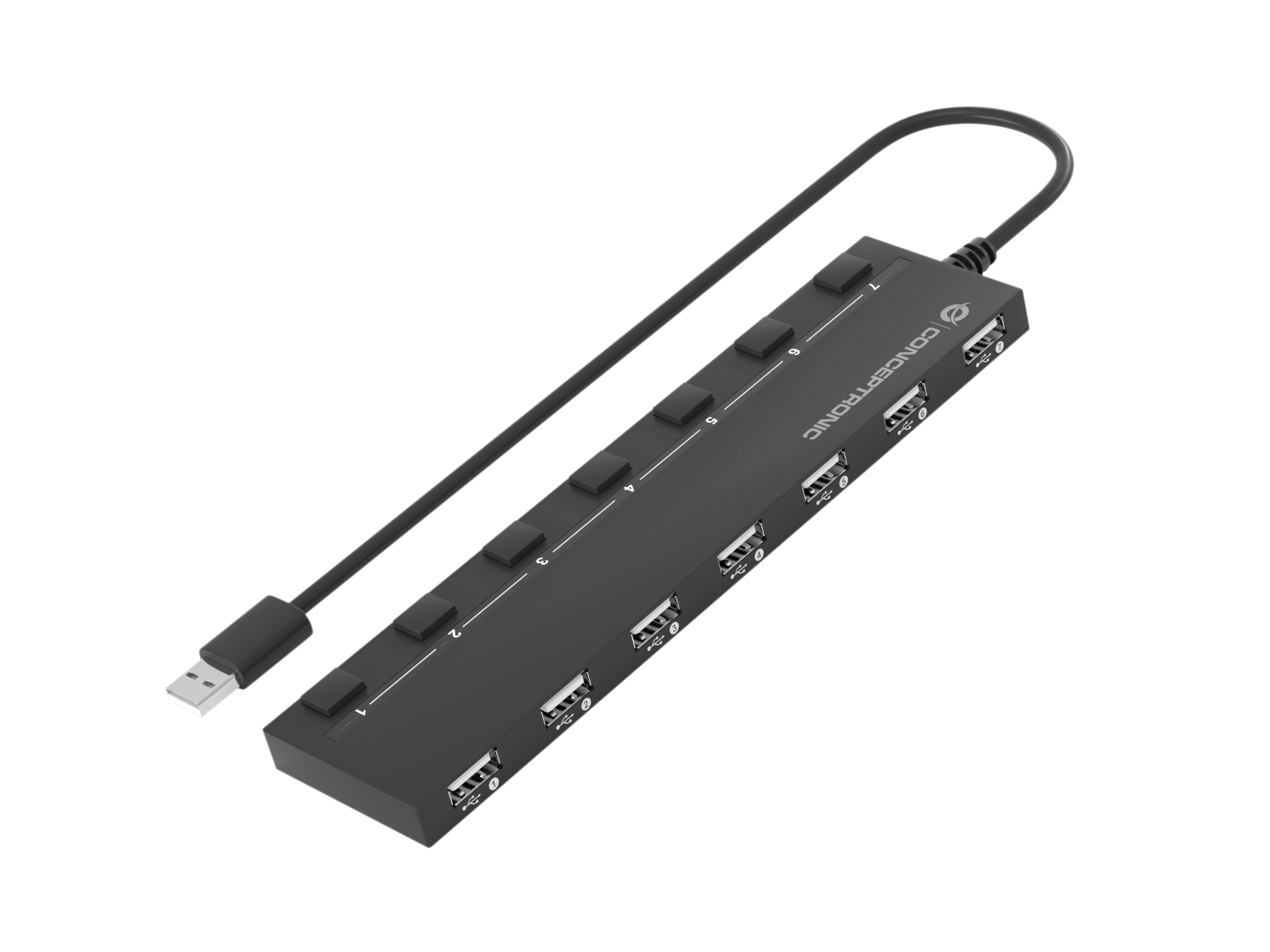 CONCEPTRONIC 7Port Hub USBA207xA20DC oNetz sw