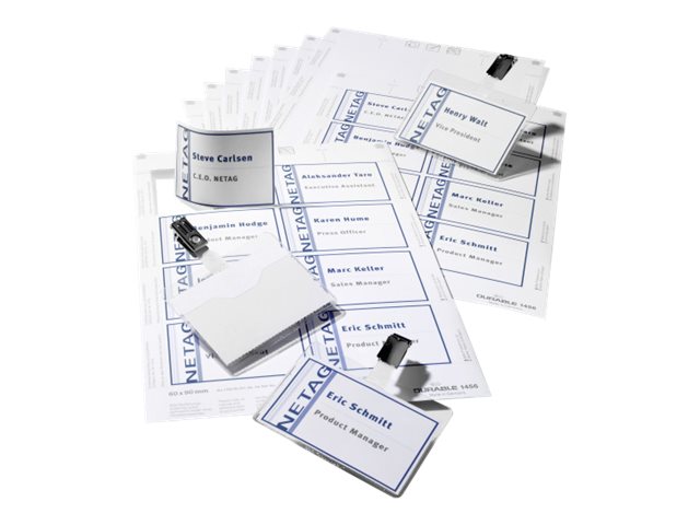 20 DURABLE Namensschilder mit Clip 9,0 x 6,0 cm