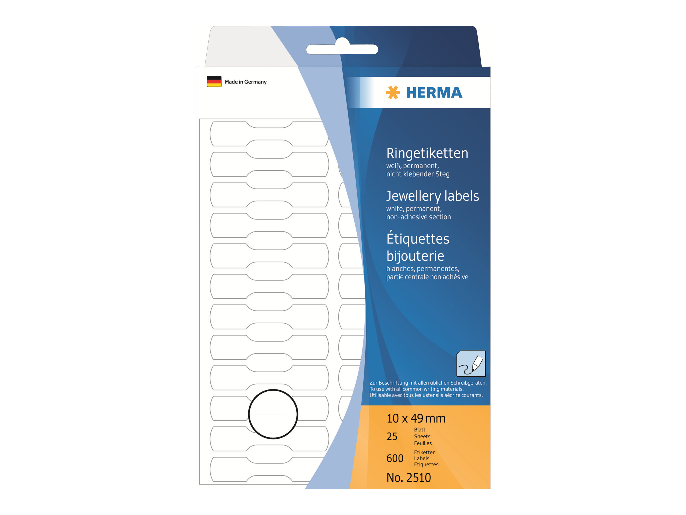 600 HERMA Ring-Etiketten 2510 weiss 10,0 x 49,0 mm 600 HERMA Ring-Etiketten 2510 weiss 10,0 x 49,0 mm