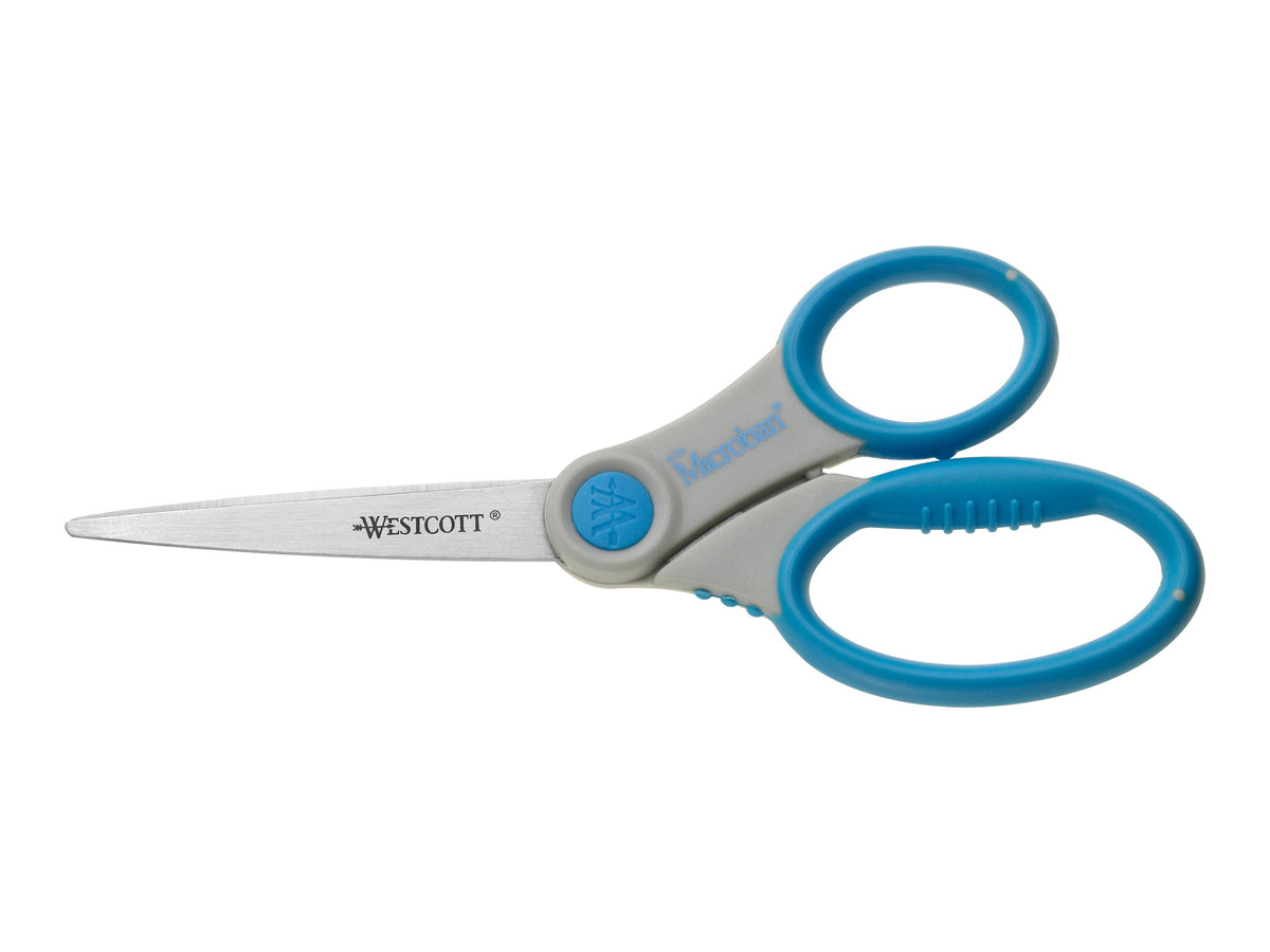 WESTCOTT Papierschere Microban Softgrip grau-blau 18,0 cm WESTCOTT Papierschere Microban Softgrip grau-blau 18,0 cm