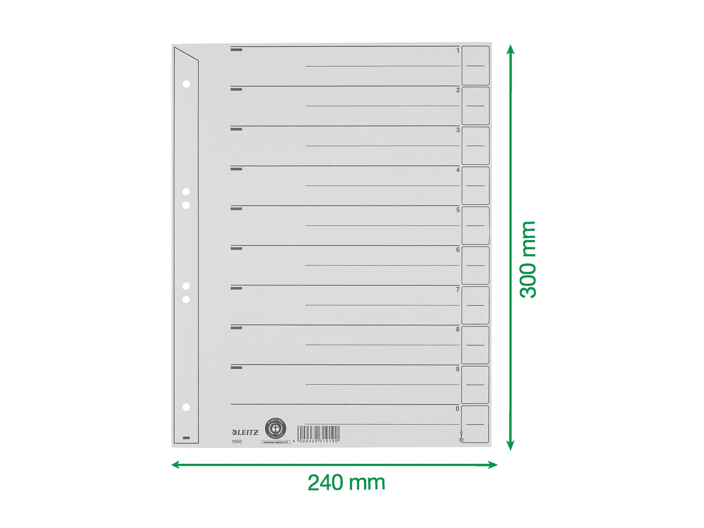 LEITZ Trennblaetter 1650 1-0 grau, 100 St. LEITZ Trennblaetter 1650 1-0 grau, 100 St.