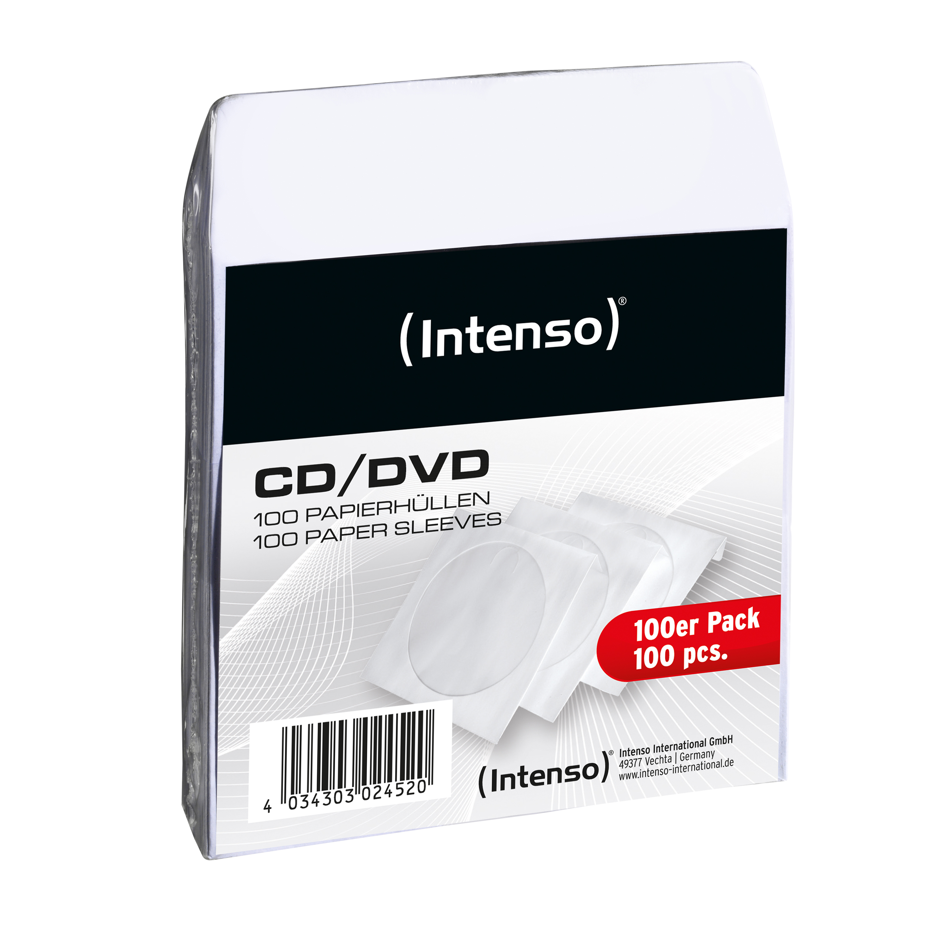 Intenso 1er CDDVDHüllen Papier weiß, 100 St