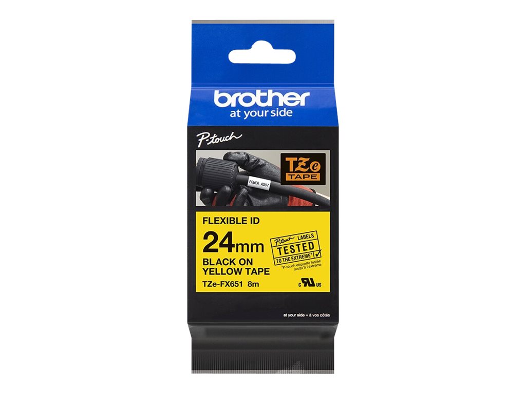 Schriftbandkassette Brother 24mm gelb/schwarz    TZEFX651