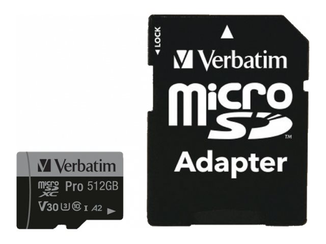 Verbatim microSDXC Speicherkarte 512 GB UHS-I Pro Class 10 + SD Adapter Verbatim microSDXC Speicherkarte 512 GB UHS-I Pro Class 10 + SD Adapter