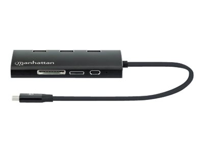 MANHATTAN USB 3.2 Gen 1 USB-C Multiport-Adapter USB-C auf HDMI 3x USB-A auf der Oberseite USB-C PD- RJ45-Port SD/MicroSD Card Reader