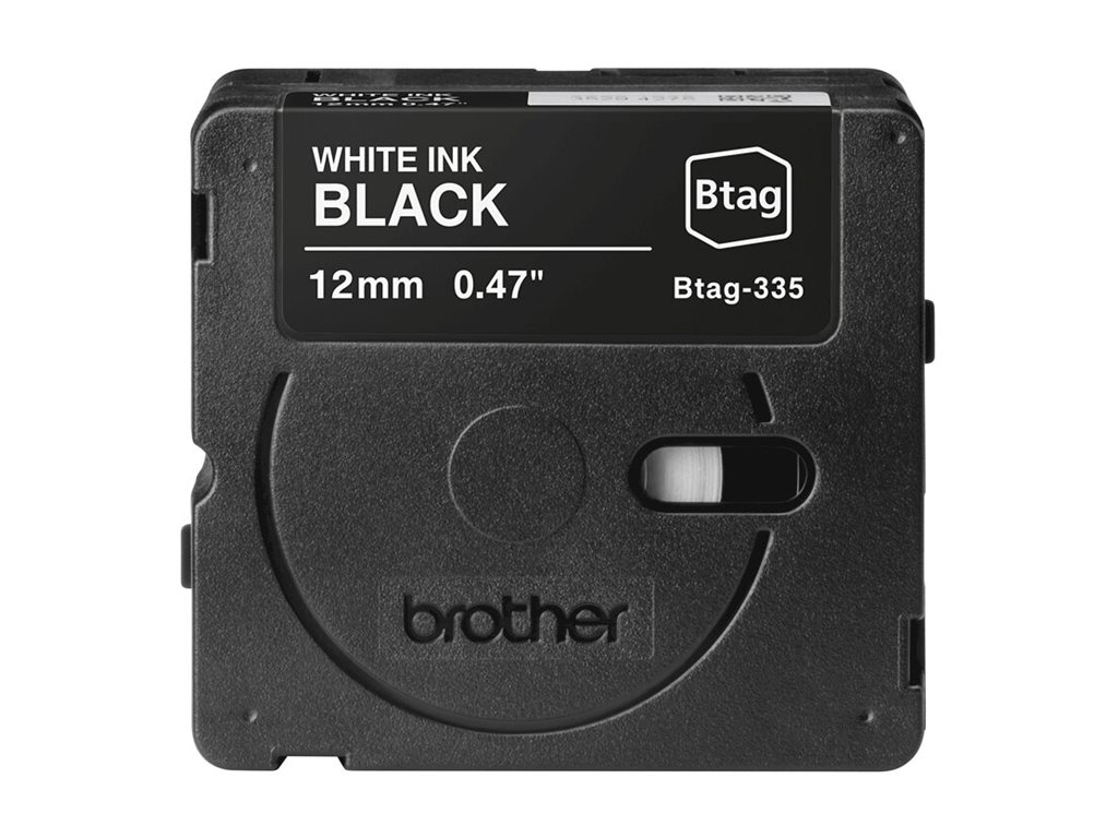 brother Schriftband Btag BTAG335, 12 mm weiÃ auf schwarz
