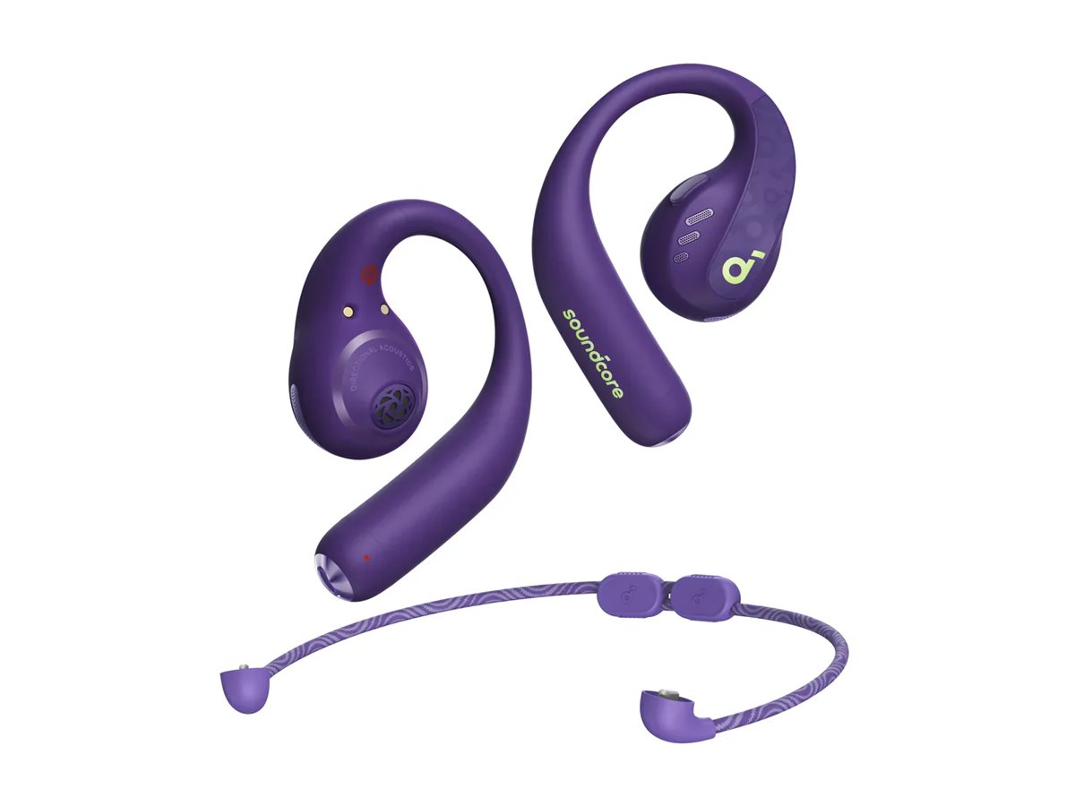 ANKER Soundcore AeroFit Pro purple Bluetooth Open-Ear Sport Kopfhörer LDAC Spatial Audio IP55 14 Stunden Wiedergabezeit
