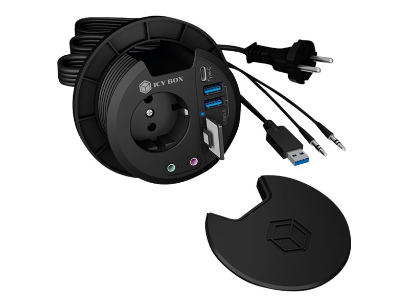 ICY BOX IB-HUB1430-CR USB 3.0 Tisch HUB Multiport SD/microSD card reader 2xUSB 3.0 Type-A & 1xType-C EU-Steckdose ICY BOX IB-HUB1430-CR USB 3.0 Tisch HUB Multiport SD/microSD card reader 2xUSB 3.0 Type-A & 1xType-C EU-Steckdose