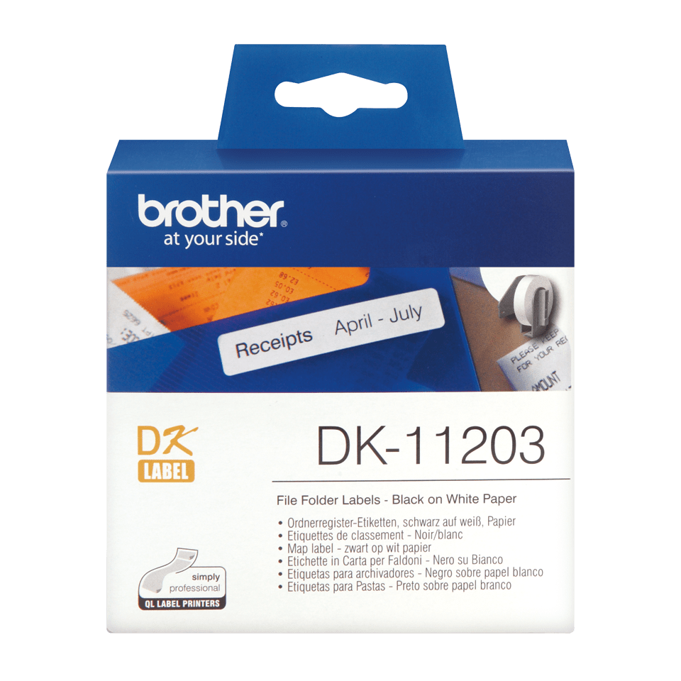 brother Etikettenrolle für Etikettendrucker DK11203 weiß, 17,0 x 87,0 mm, 1 x 300 Etiketten