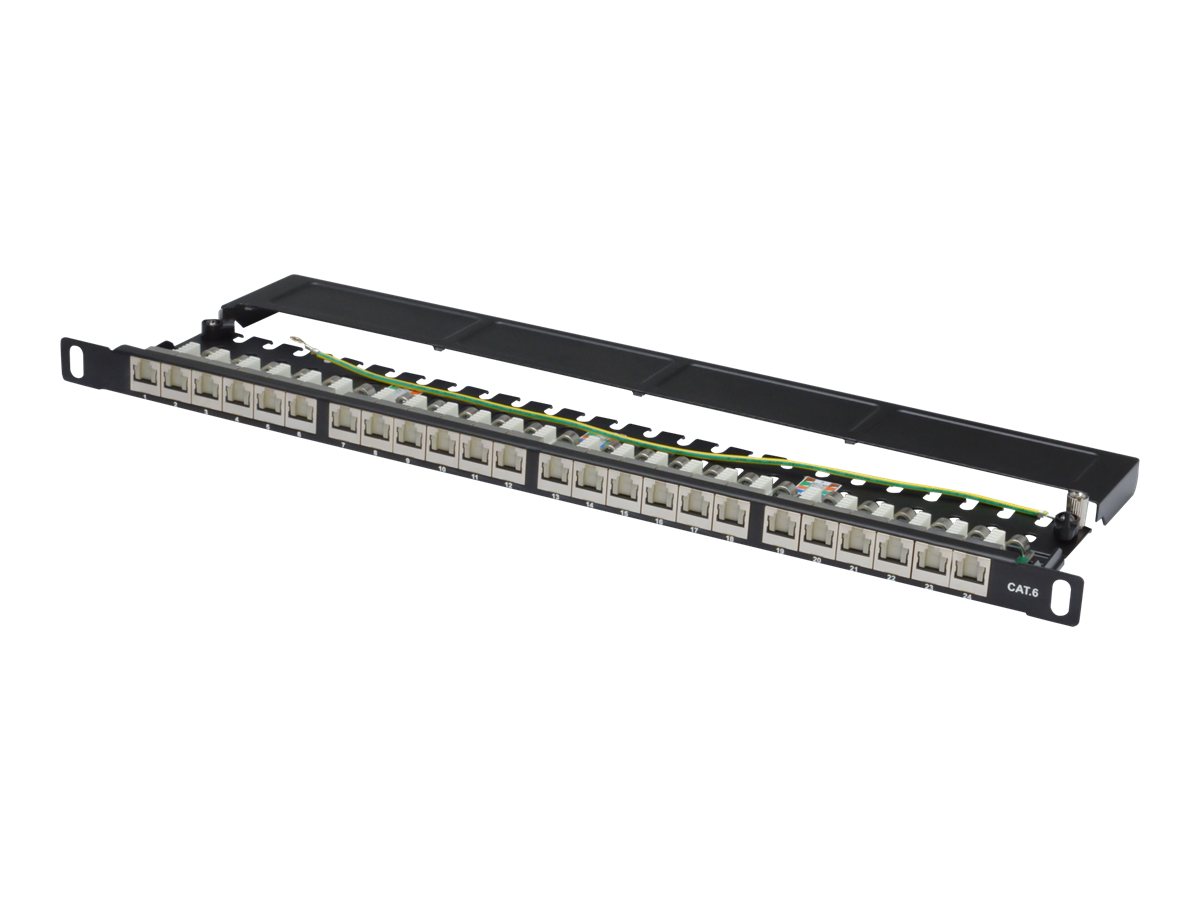 DIGITUS Patchpanel 0,5HE 24Port Cat6 geschirmt schwarz