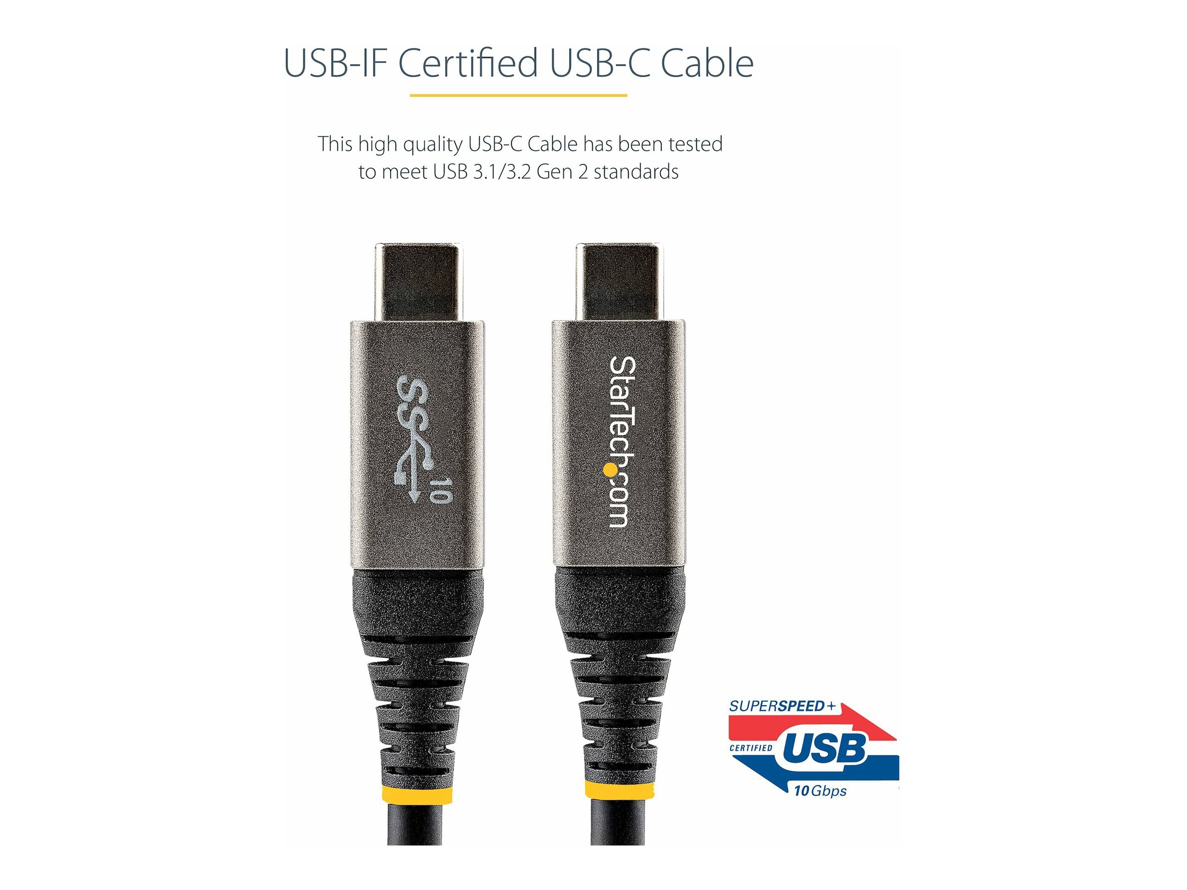 STARTECH.COM 1m USB-C cable 10Gbit/s - USB-IF certified USB-C cable - USB 3.1/3.2 Gen 2 Type-C cable - 100W 5A PD DP Alt Mode