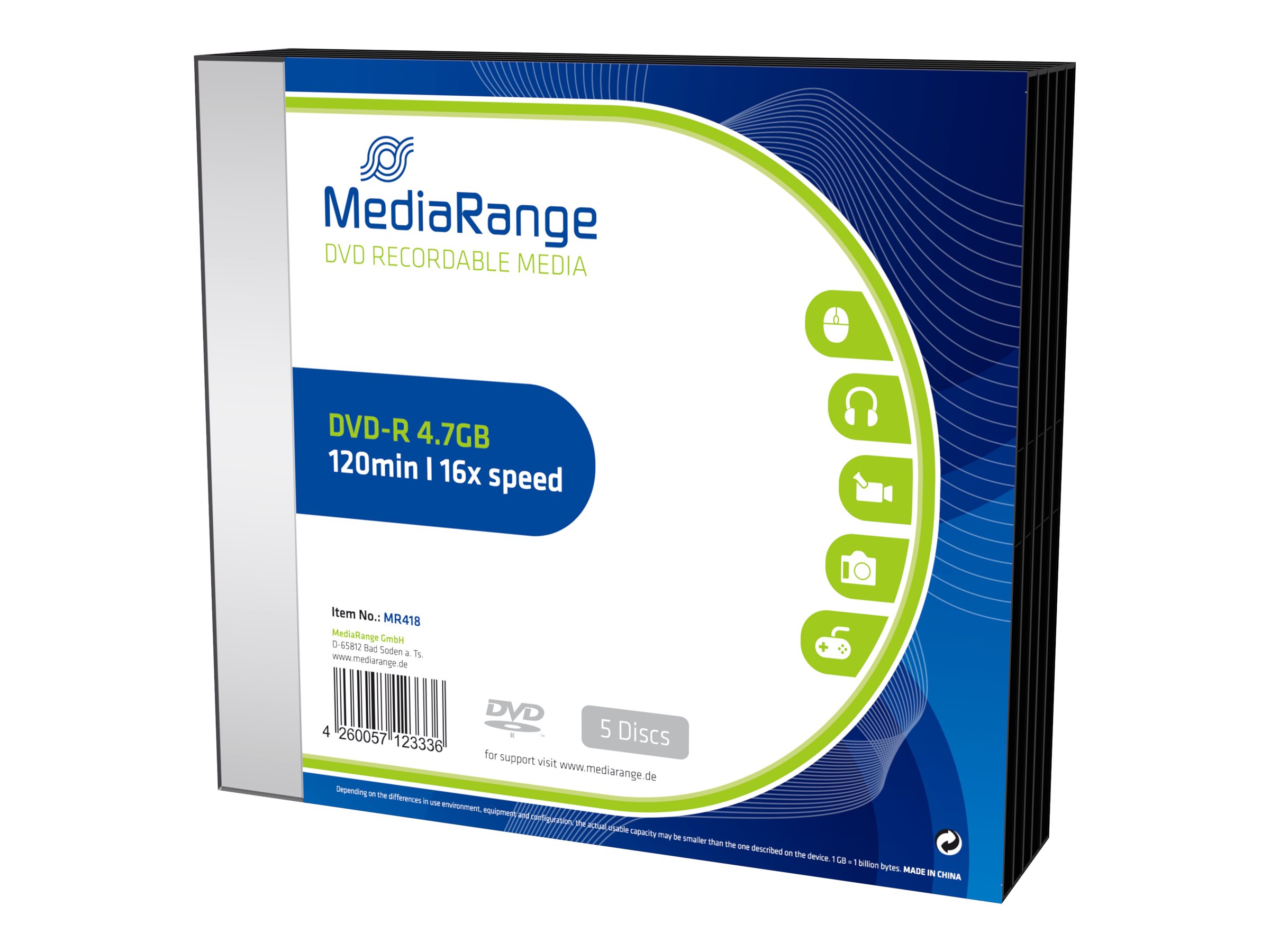 MEDIARANGE DVD-R 4.7GB 16x (5) SC