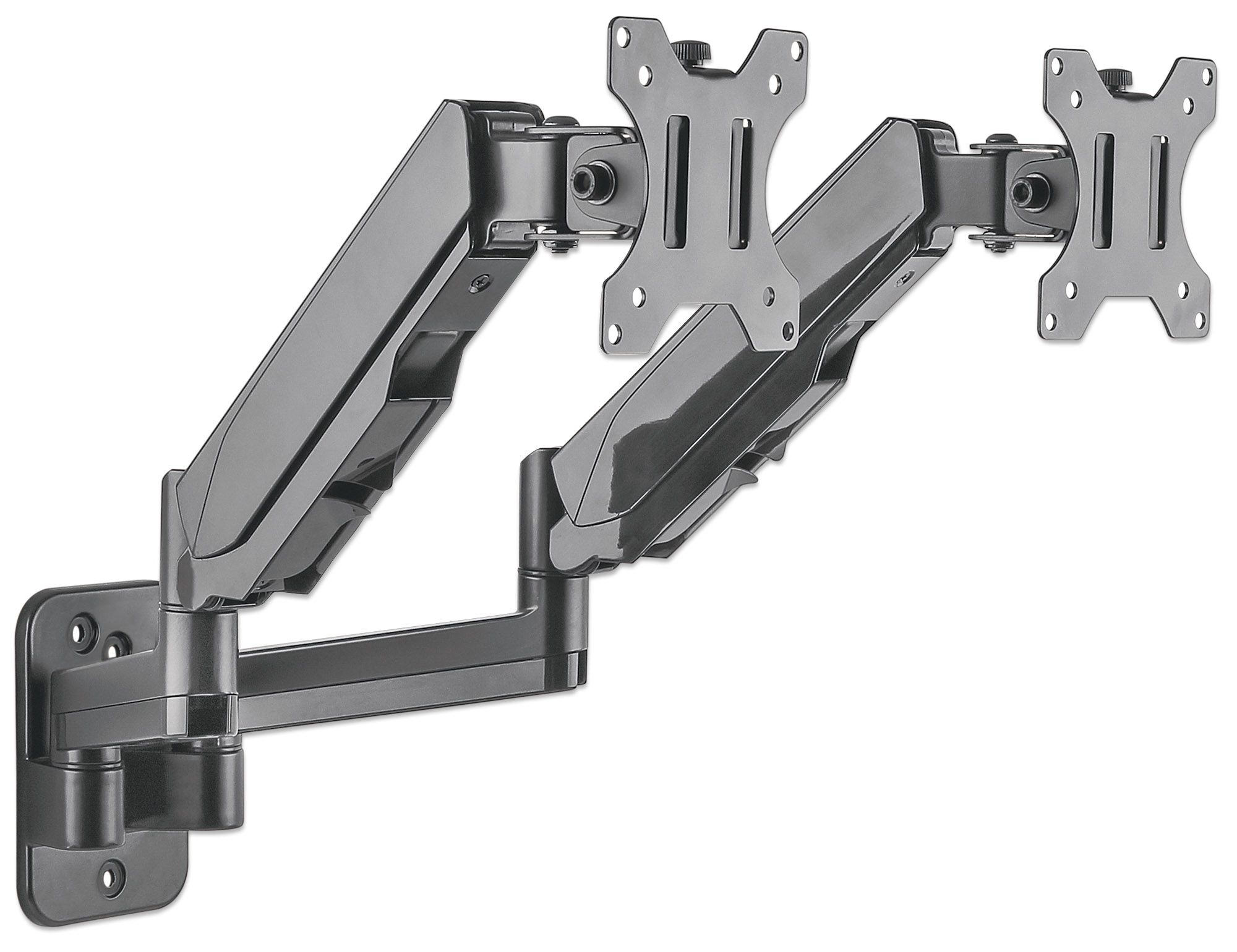 MANHATTAN Wandhalterung mit Gasdruckfeder und Kugelgelenk fuer zwei Monitore von 48,1881,28cm 17Z32Z und bis zu 8kg pro Arm