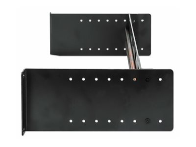 INTELLIENT Tiefenverstellbarer 48,26cm 19Zoll DINHutschienenträger 2HE variable Schienentiefe von 48 bis 174mm Aluminium schwarz