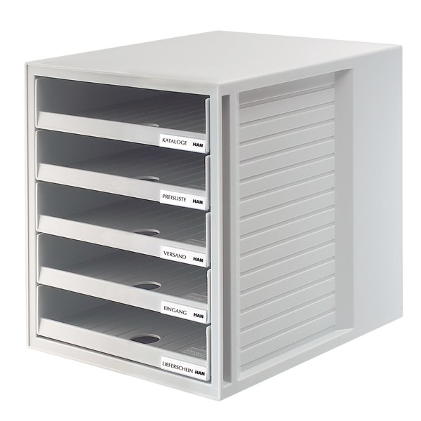 HAN Schubladenbox Schrank-Set lichtgrau 1401-11, DIN C4 mit 5 Schubladen HAN Schubladenbox Schrank-Set lichtgrau 1401-11, DIN C4 mit 5 Schubladen