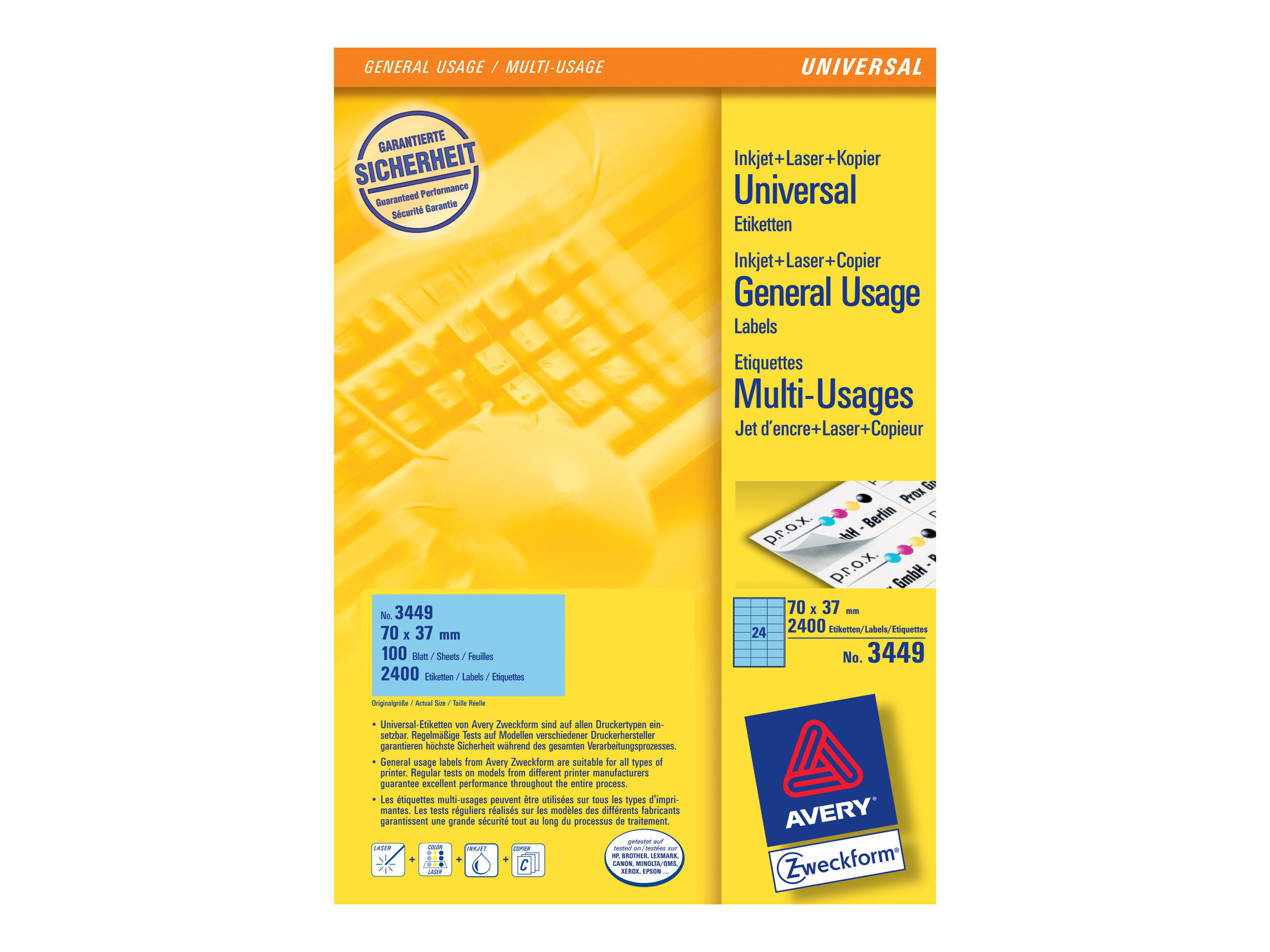 2.400 AVERY Zweckform Etiketten 3449 blau 70,0 x 37,0 mm 2.400 AVERY Zweckform Etiketten 3449 blau 70,0 x 37,0 mm