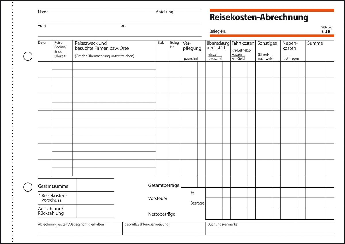 SIGEL Reisekostenabrechnung woechentlich Formularbuch RA517, 1 St
