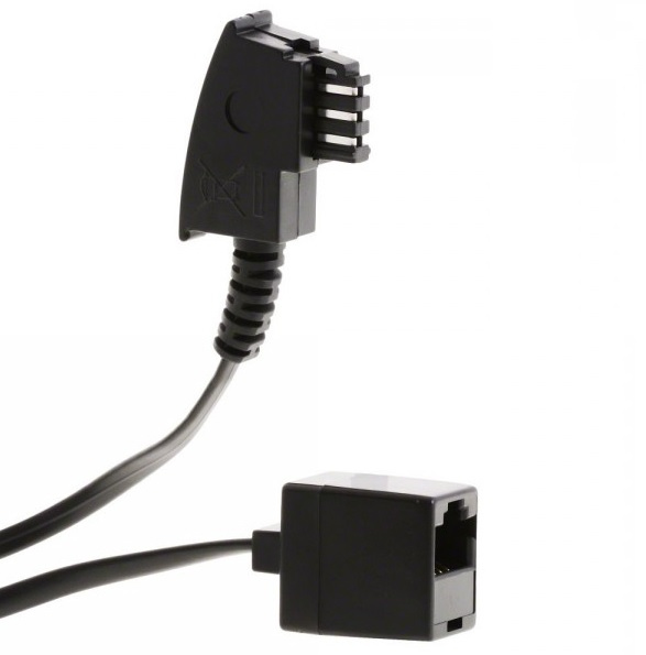 helos Adapter TAE F Stecker 8P4C Buchse RJ45, schwarz, lose
